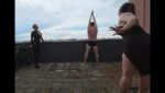 Double bull whipping on  the roof