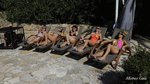 Foot slaves on the hotel's terrace