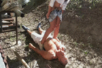 Pissing on bums face and in slaves mouth! (2 clips)
