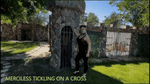 slave in chains in prison and tickels at cross