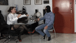 Toilet slave at a job interview
