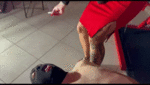 Gea and Nina piss in his mouth
